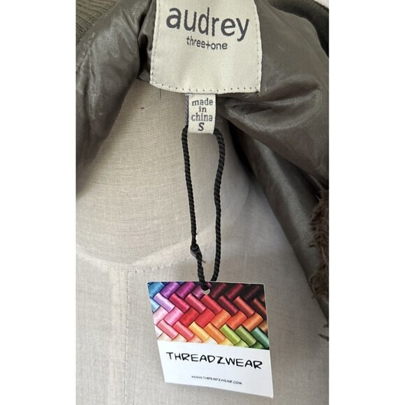 Audrey 3+1 Cable Knit Fleece Varsity Style Sweater Jacket Brown Black Size S NEW - Picture 5 of 5